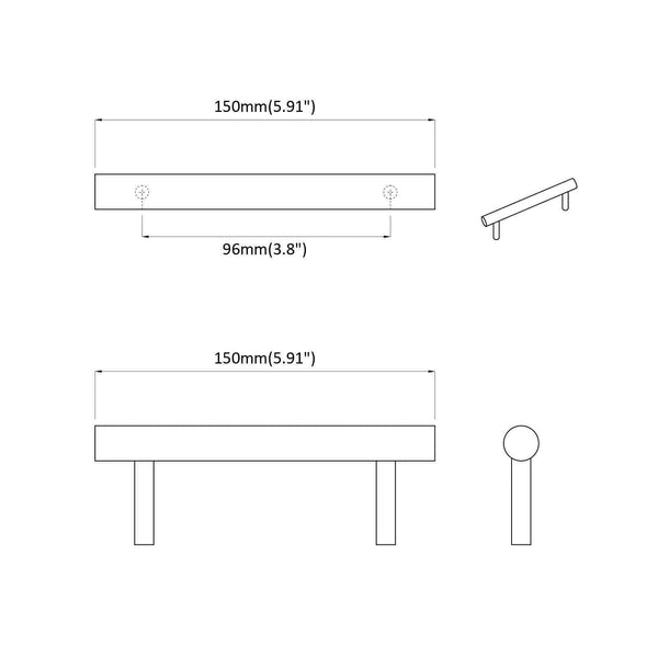 Schrankgriff Gold Edelstahl 150mm - 12er Set