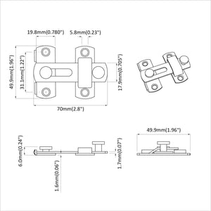Türverschluss Stahl Silber 70x8mm 2er-Set
