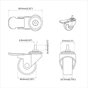Rollen Schwarz M6 x 37 mm, 2er-Set