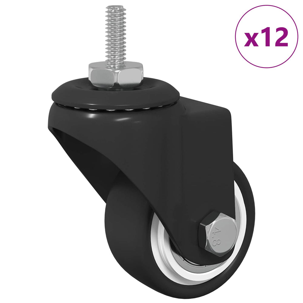 vidaXL Swivel Caster 12 pcs Black 40.4 x 40.4 x 19.7 mm Iron and Nylon