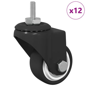 Drehrollen 12er Set, Schwarz, 40,4 mm