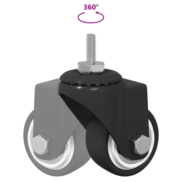 Drehrollen 12er Set, Schwarz, 40,4 mm