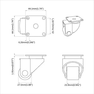 Bockrolle 2er-Set Silber Nylon