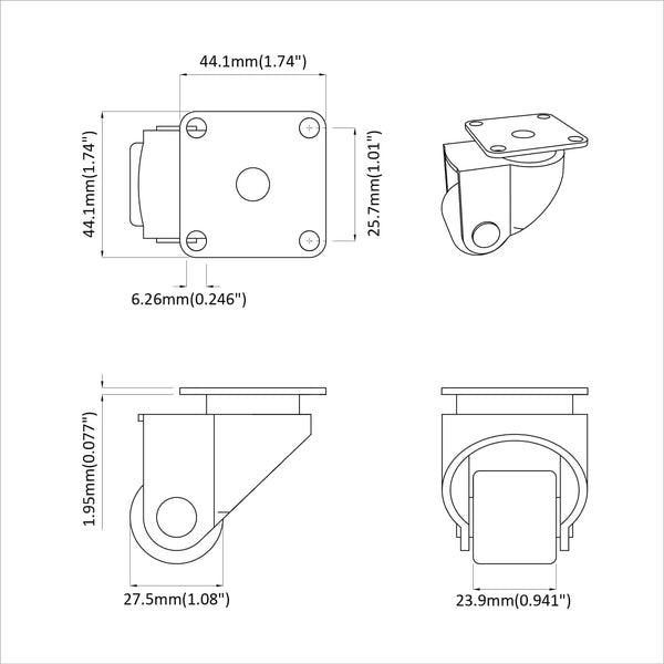 Bockrollen Silber 12er-Set Nylon