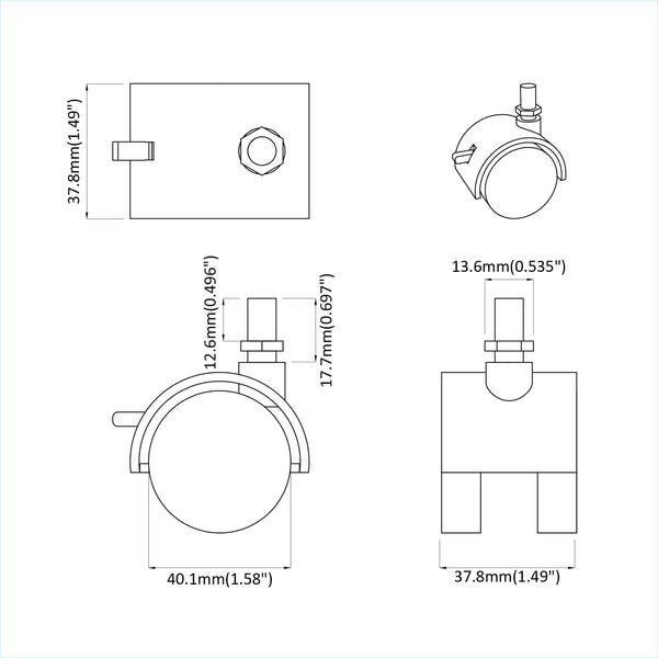 Bockrollen Schwarz/Silber, 12er-Set