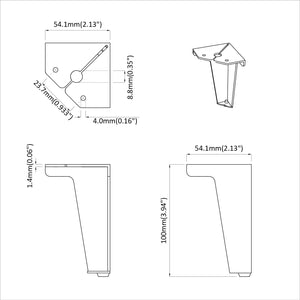 vidaXL Pieds de meuble 2 pcs Noir 54,1 x 54,1 x 100 mm Fer