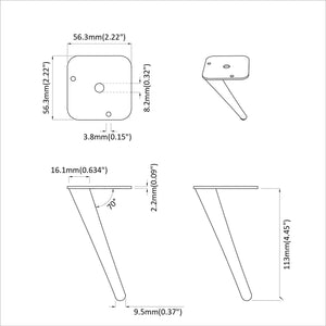 Möbelfüße Schwarz Eisen 12er-Set