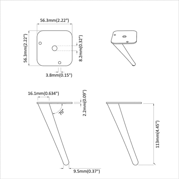 Möbelfüße Schwarz Eisen 12er-Set