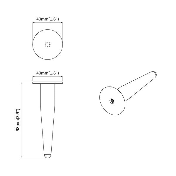 Möbelbeine Schwarz Gold 98mm, 2er Set
