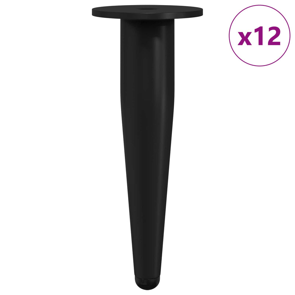 Möbelbeine Schwarz Eisen Ø40x98mm, 12er Set