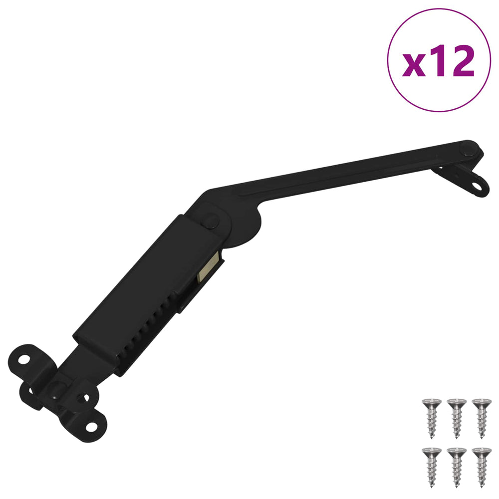 vidaXL Charnière de support de couvercle 12 pcs Noir 192 x 32 x 50 mm Acier