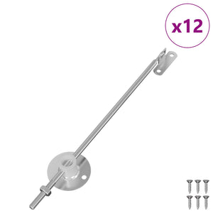 vidaXL Charnière de support de couvercle 12 pcs Argent 194 x 36 x 18 mm Fer