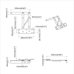 Bettliftmechanismus 2er-Set Schwarz
