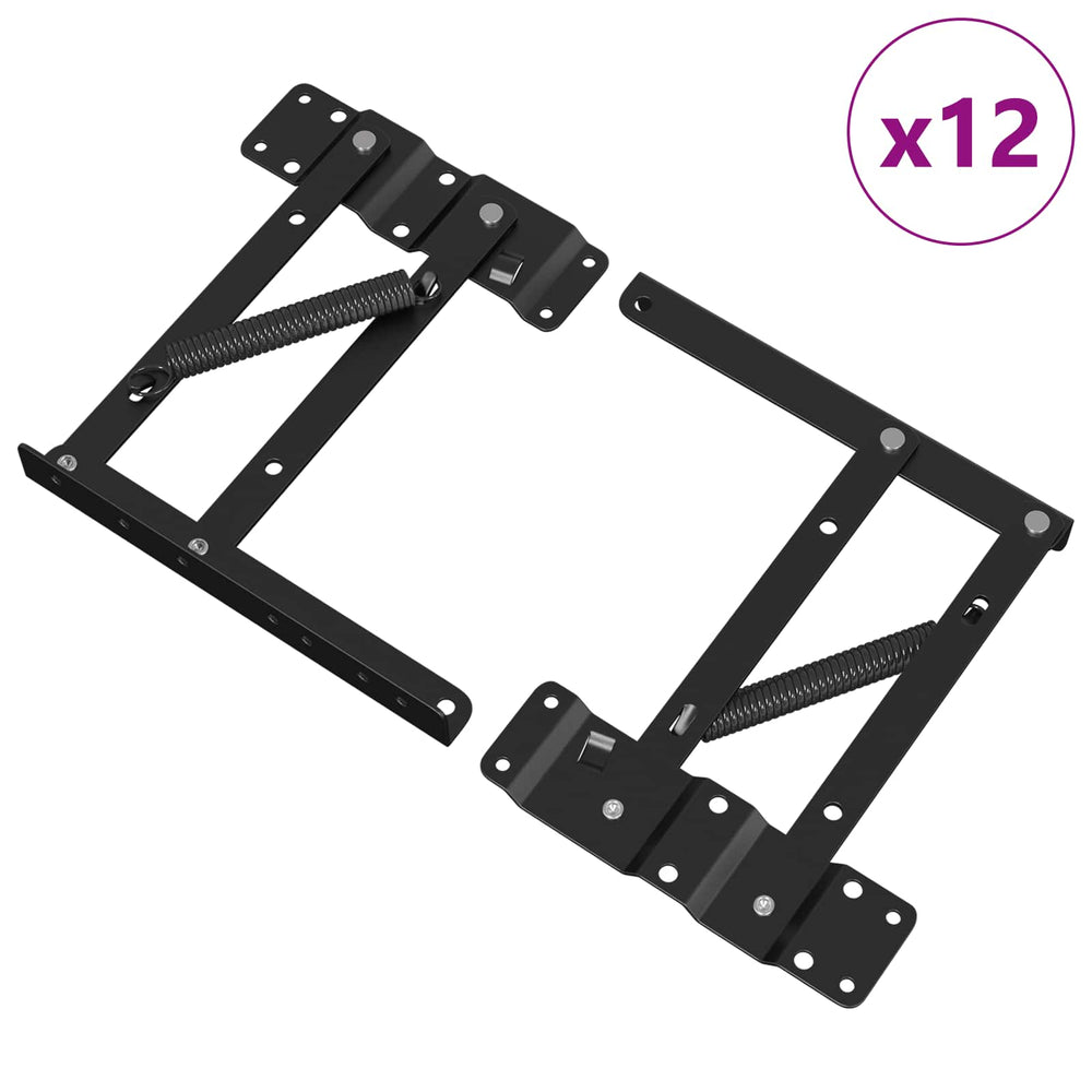 vidaXL Mécanisme de levage de lit 12 pcs Noir 340 x 95 x 40 mm Fer