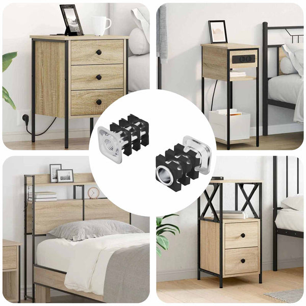 vidaXL Insert pour tuyau fileté 2 pcs Noir et argent Acier galvanisé