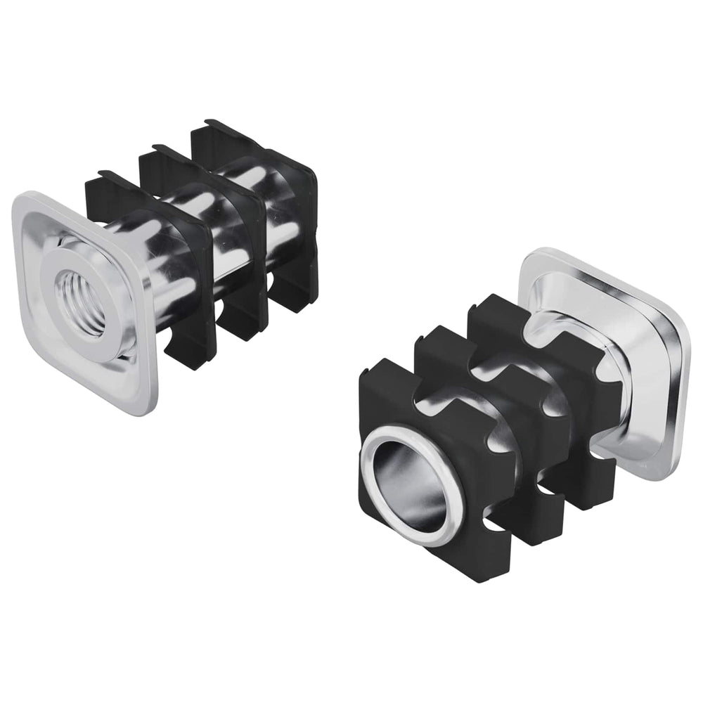 vidaXL Insert pour tuyau fileté 2 pcs Noir et argent Acier galvanisé