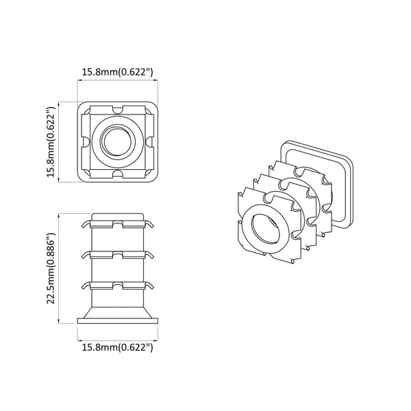 vidaXL Threaded Pipe Insert 1818 pcs Black and Silver