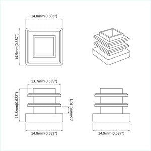 vidaXL Embouts 10909 pcs Noir 15 x 15 x 15 mm PP