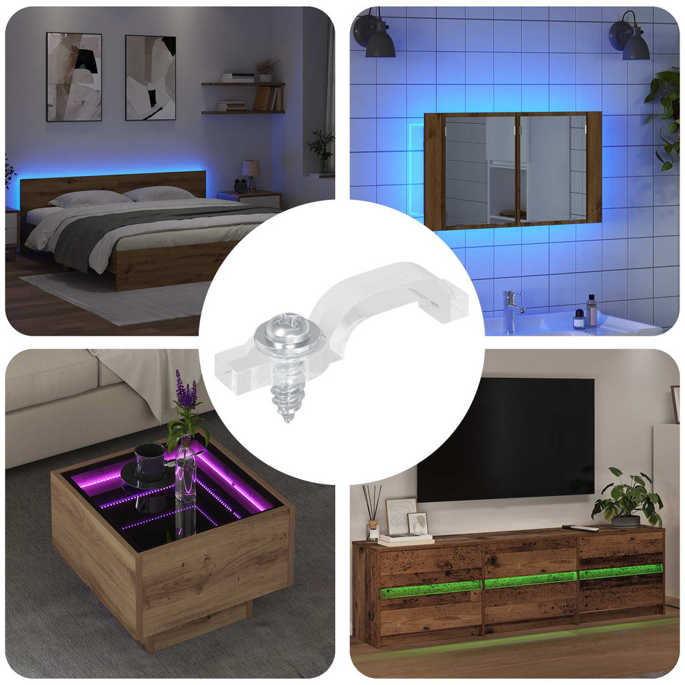 vidaXL LED Strip Clips 12 pcs Transparent 23.8 x 7.3 x 4.3 mm