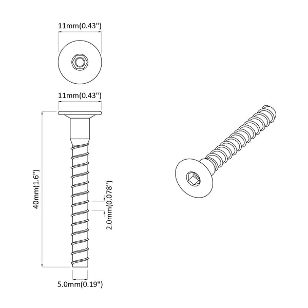 Zink-beschichtete Schrauben 5x40 mm, 5143 Stk.