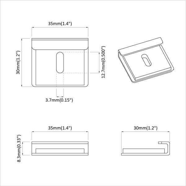 Spiegelhalterung Nickel, 12er-Set