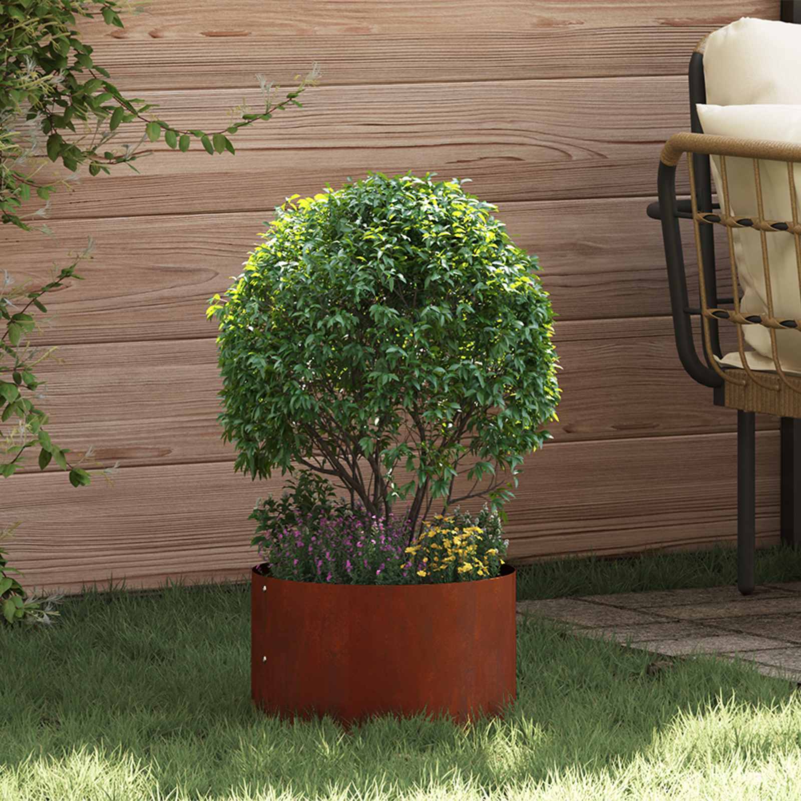 vidaXL Anneau de jardin surélevé marron 30 x 30 x 20 cm en acier résistant aux intempéries