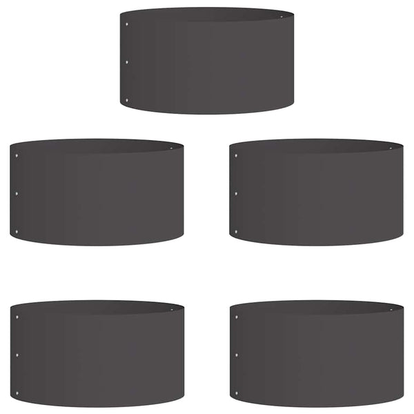 vidaXL Bordure de jardin 5 pcs Noir 40 x 40 x 20 cm Acier laminé à froid