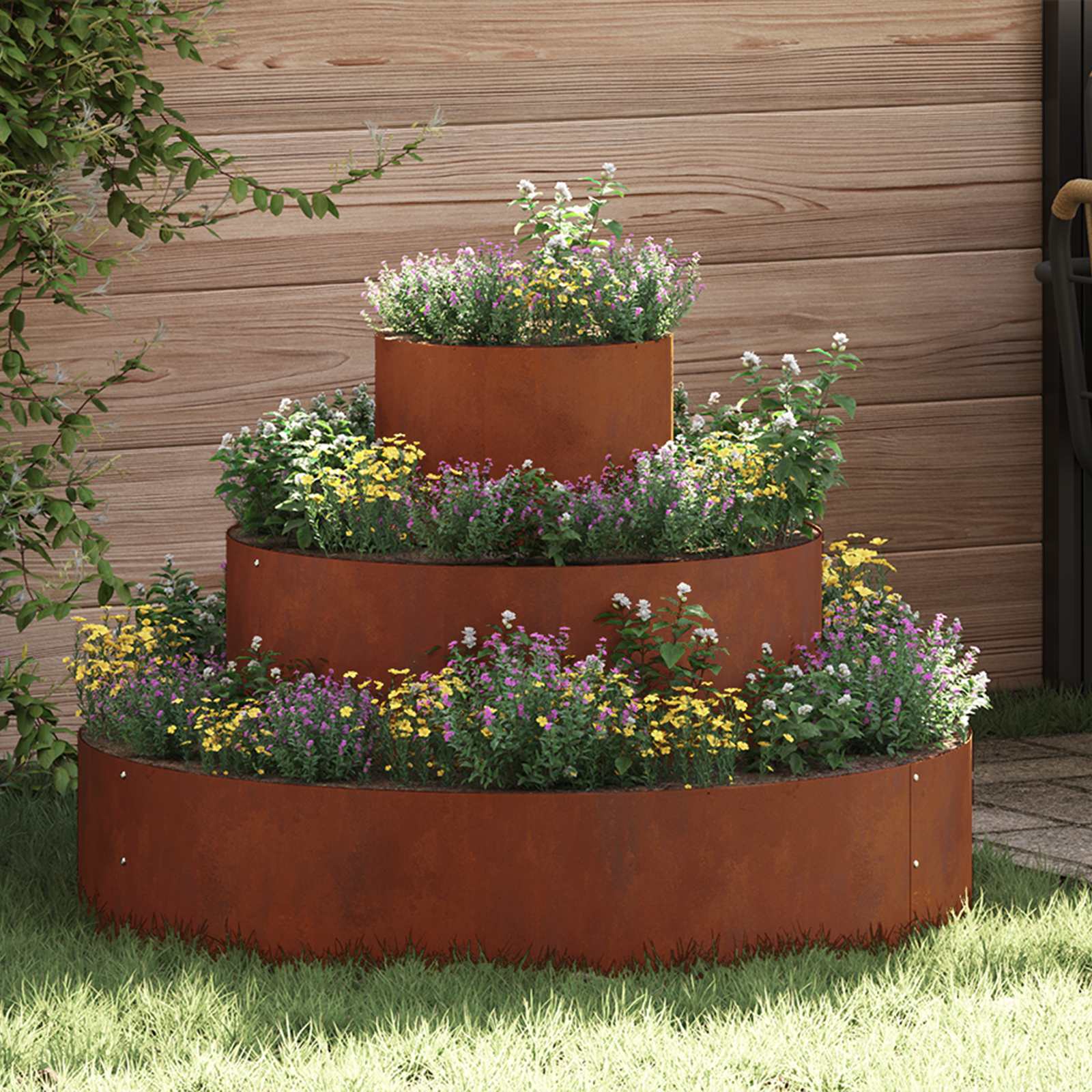 Wetterfestes Garten-Pflanzgefäß Braun 90x90x20cm