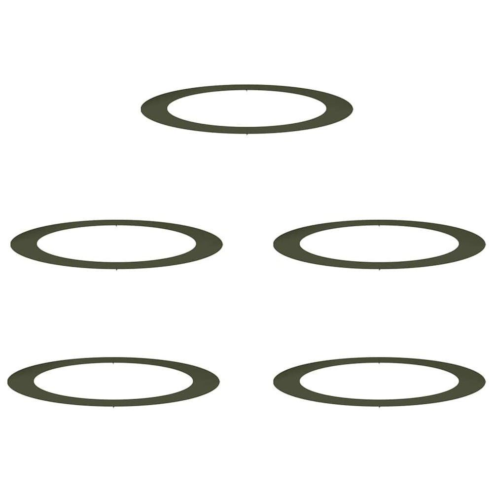 Flache Baumringe Olivgrün Stahl Ø90/120cm 5er-Set