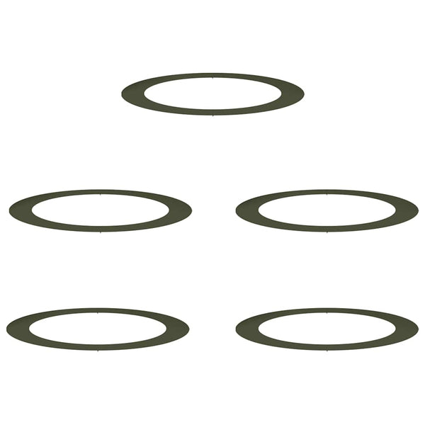 Flache Baumringe Olivgrün Stahl Ø90/120cm 5er-Set