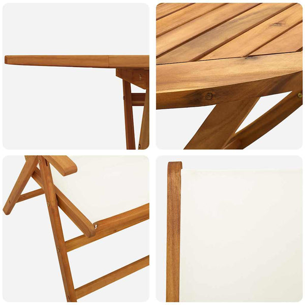 Garten Essgruppe 5-teilig Cremeweiß Akazie Massivholz