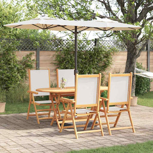 Garten Essgruppe 5-teilig Cremeweiß Akazie Massivholz
