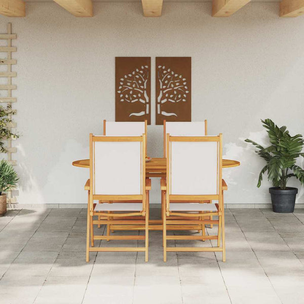 Garten Essgruppe 5-teilig Cremeweiß Akazie Massivholz