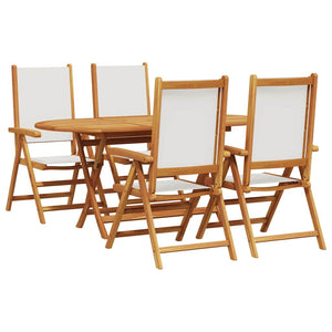 Garten Essgruppe 5-teilig Cremeweiß Akazie Massivholz