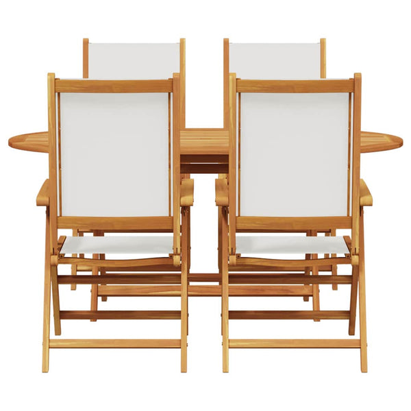 Garten Essgruppe 5-teilig Cremeweiß Akazie Massivholz