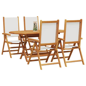 Garten Essgruppe 5-teilig Cremeweiß Akazie Massivholz