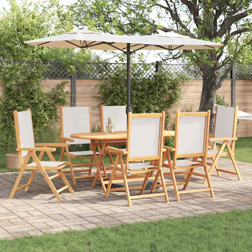 vidaXL Salon de jardin 7 pcs Crème Bois d'acacia massif