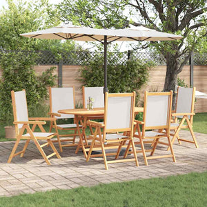 Garten Essgruppe 7-teilig Cremeweiß Akazie Massivholz