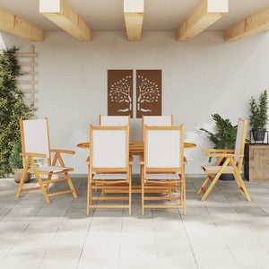 Garten Essgruppe 7-teilig Cremeweiß Akazie Massivholz