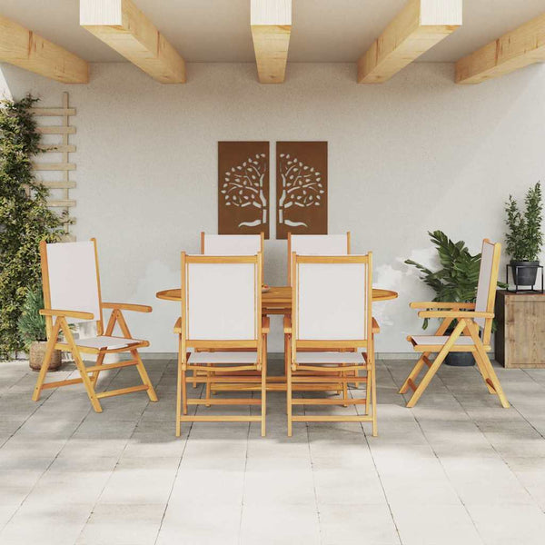 Garten Essgruppe 7-teilig Cremeweiß Akazie Massivholz