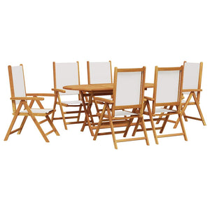 Garten Essgruppe 7-teilig Cremeweiß Akazie Massivholz