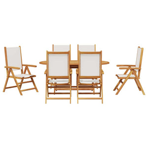 Garten Essgruppe 7-teilig Cremeweiß Akazie Massivholz