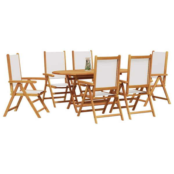 Garten Essgruppe 7-teilig Cremeweiß Akazie Massivholz