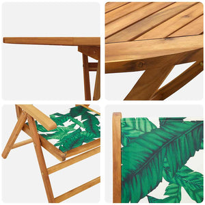 vidaXL Ensemble de salle à manger de jardin 5 pcs motif de feuilles Bois d'acacia massif