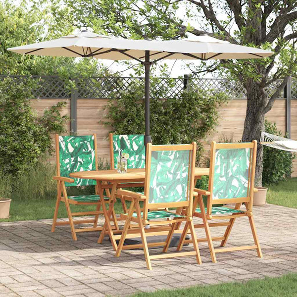 vidaXL Ensemble de salle à manger de jardin 5 pcs motif de feuilles Bois d'acacia massif