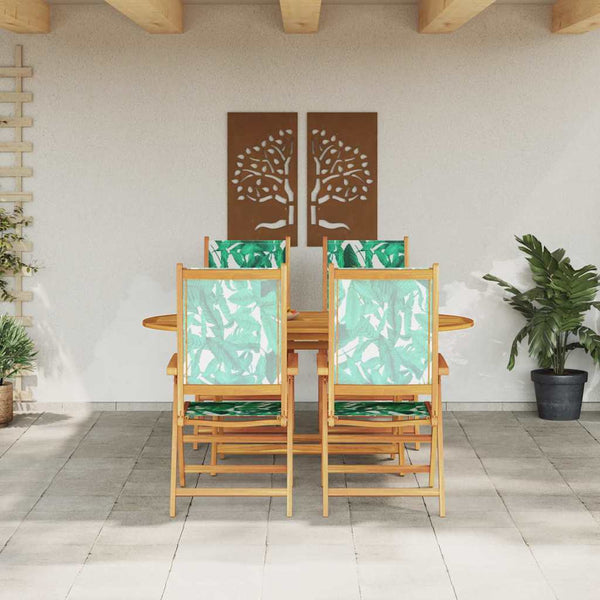 vidaXL Ensemble de salle à manger de jardin 5 pcs motif de feuilles Bois d'acacia massif