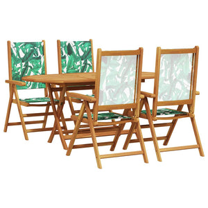 vidaXL Ensemble de salle à manger de jardin 5 pcs motif de feuilles Bois d'acacia massif