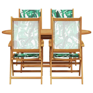 vidaXL Ensemble de salle à manger de jardin 5 pcs motif de feuilles Bois d'acacia massif