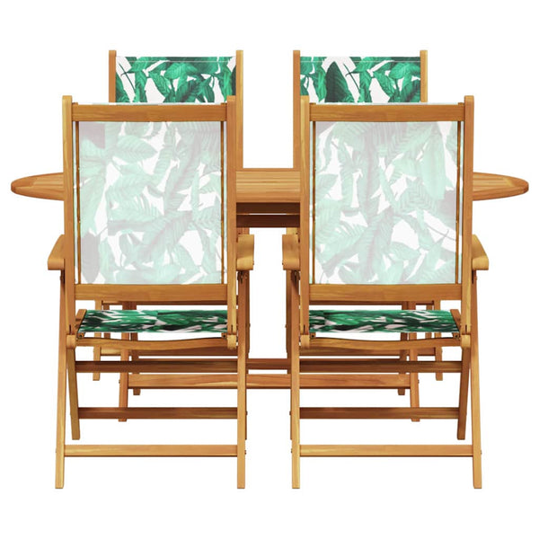 vidaXL Ensemble de salle à manger de jardin 5 pcs motif de feuilles Bois d'acacia massif