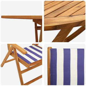 vidaXL Ensemble de salle à manger de jardin 5 pcs Bleu et blanc Bois d'acacia massif